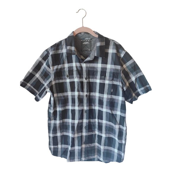 Van's Men's Short Sleeve Collared Button Up Shirt, Gray Plaid, Size M. - Picture 1 of 11